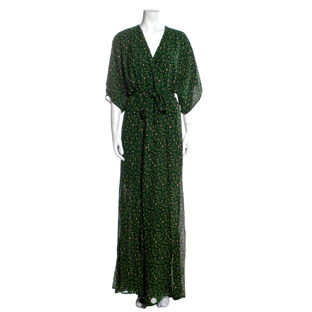 Reformation Green Floral Maxi Dress